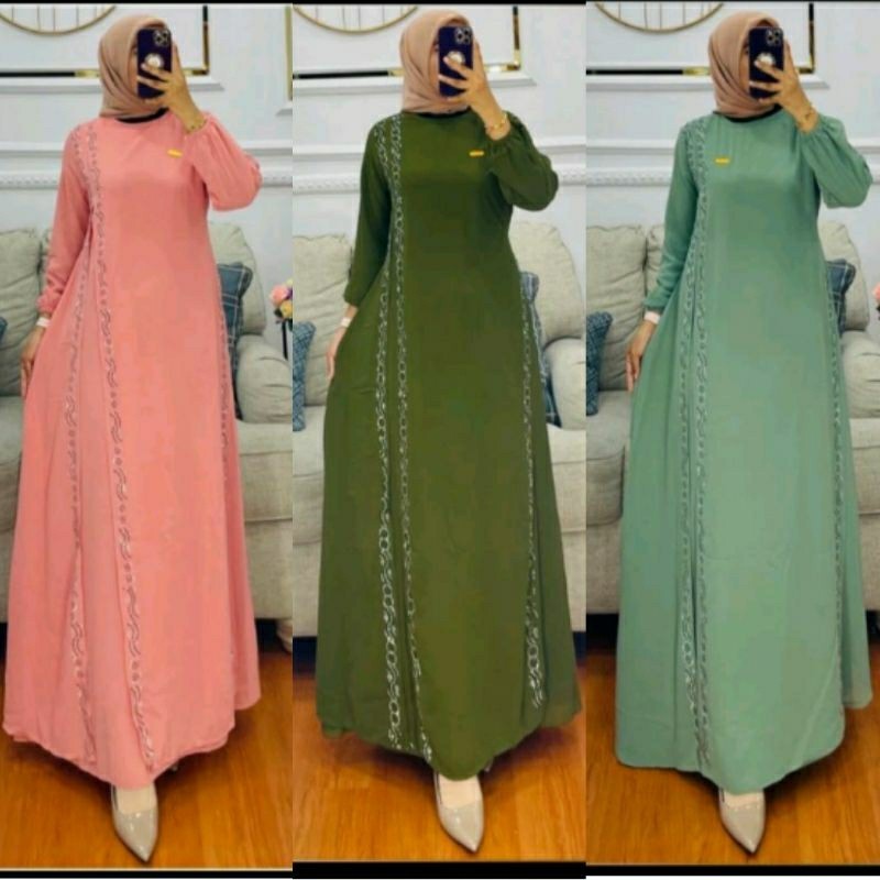 Gamis ceruty Payet samping gamis dewasa gamis terbaru by:Yulia hd