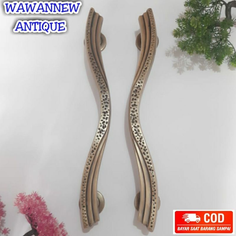 Handle Pintu Kuningan Gagang Pintu Rumah Kuningan Antik Murah Motif Kipas 43cm