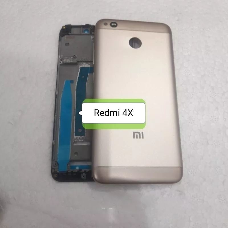 CESSING HAUSING FULL SET FRAME LCD Xiaomi REDMI 4X FRAME TULANG TENGAH + BACKDOOR TUTUP BELAKANG