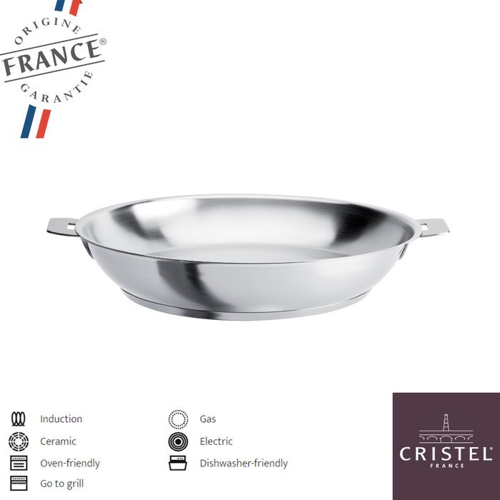 Cristel Stainless Deep Frying Pan Removable Strate /  Wajan 28 Cm