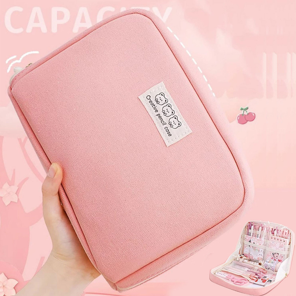 

ATH 8-Layer 12-layer Super Large Capacity Pencil Case Kawaii Canvas Pencil Box Pen Pouch Organizer