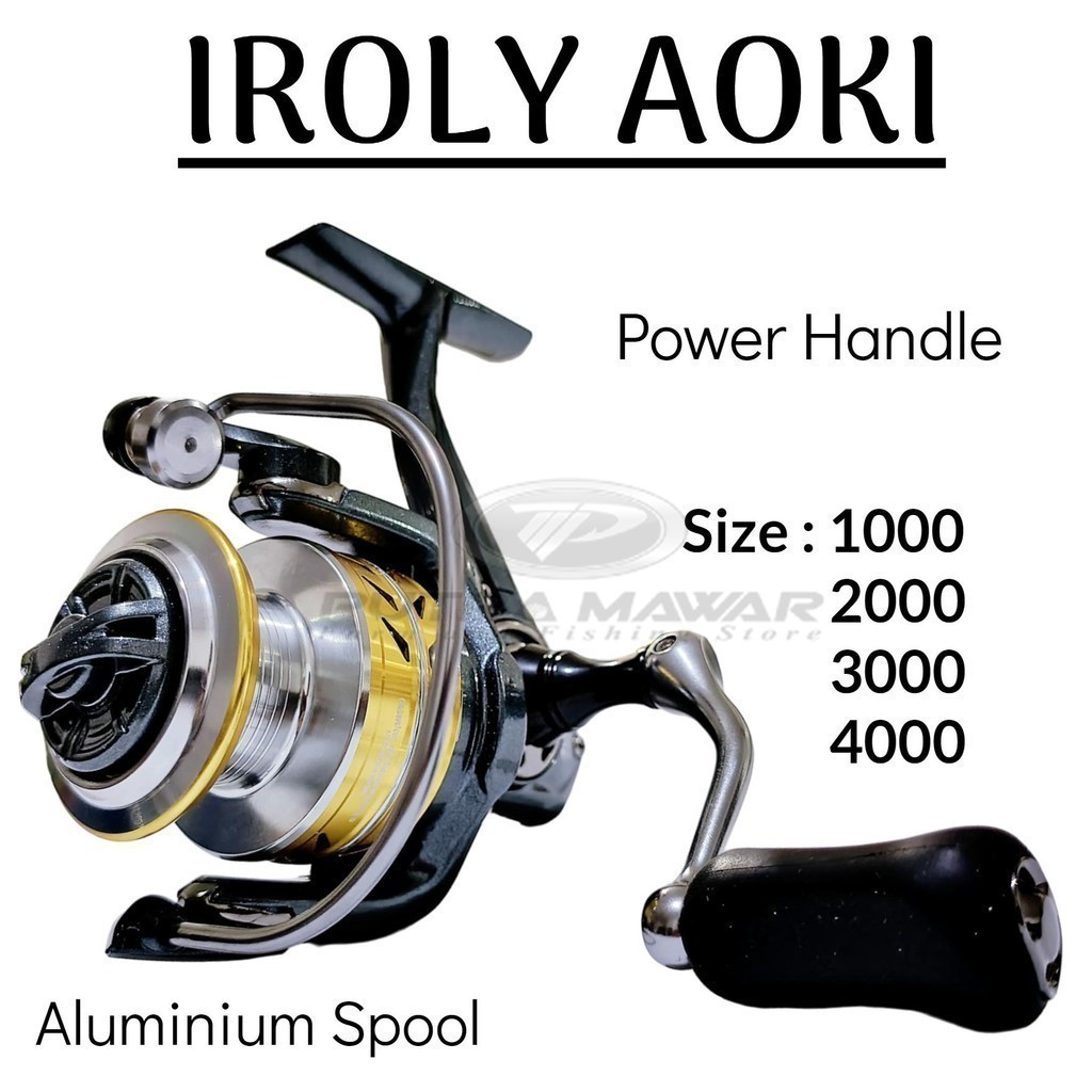Iroly Aoki 2000 3000 4000 Reel Spinning Power Handle Aluminium Spool One Way Rell Gulungan Senar Pan