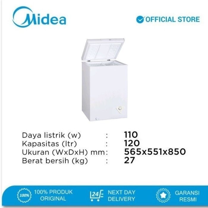 Midea HS-129C / HS-131CN K Chest Freezer Serbaguna 100 Liter . Baru & Bergaransi