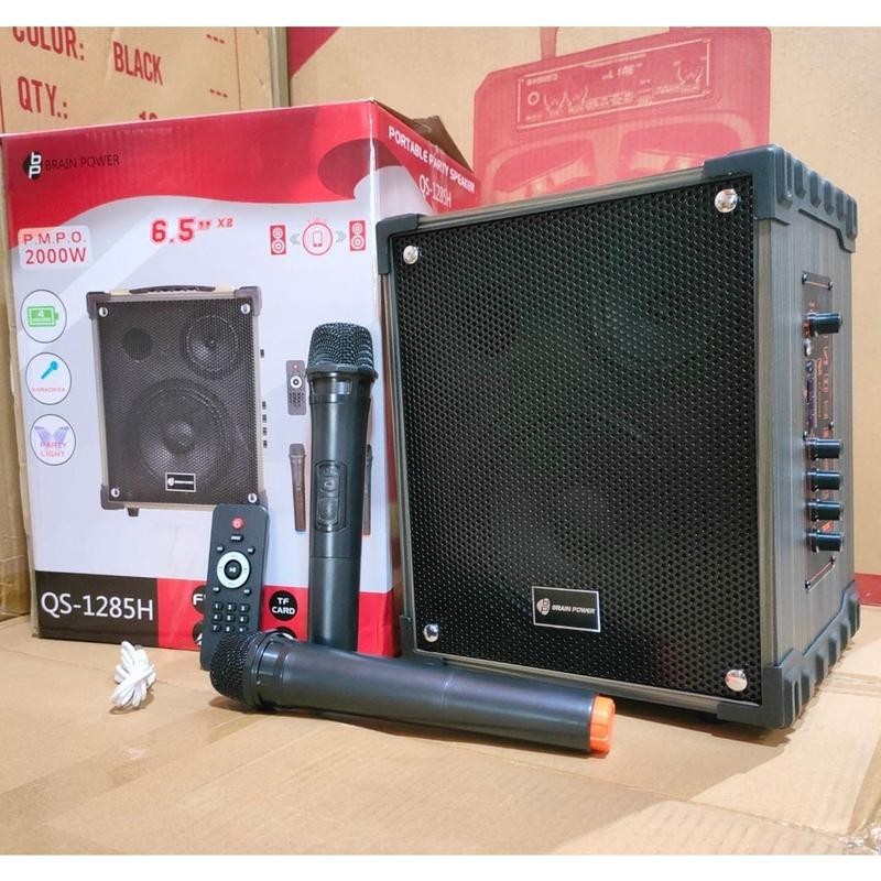 MKC Kimiso Speaker Portable Bluetooth QS-1285H 6.5 X 2 Inch Free 2 Microphone Wireless Model Klasik