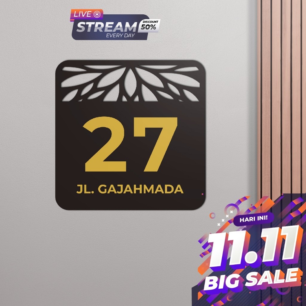 

(BEST QUALITY!!) NOMOR RUMAH AKRILIK PREMIUM UKURAN 15 X 15 CM (POLA CUTTING DAUN) TAHAN SEGALA CUACA