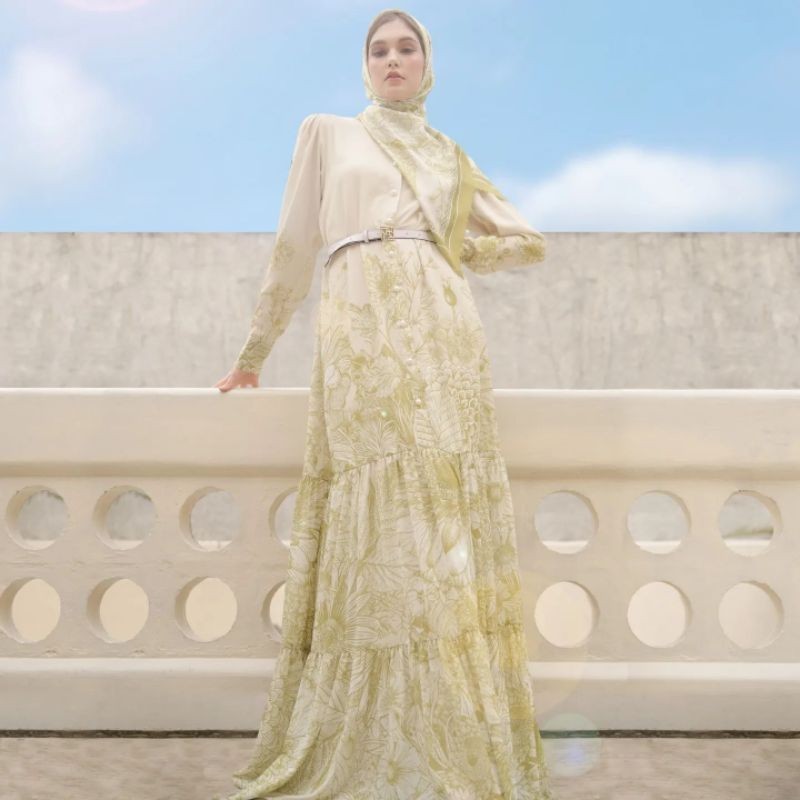 promo PRIVE Summer Paradise Dress - Gamis Hijau Muda Premium by Ivan Gunawan