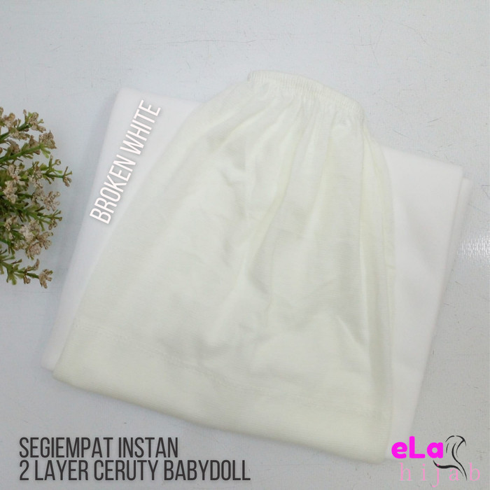 Hijab Instan Segiempat Instan 2 layer Ceruty Babydoll  120 x120 - Broken White
