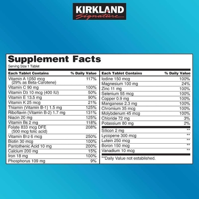 Kirkland Signature Daily Multi 50 Tablets (share) REPACK