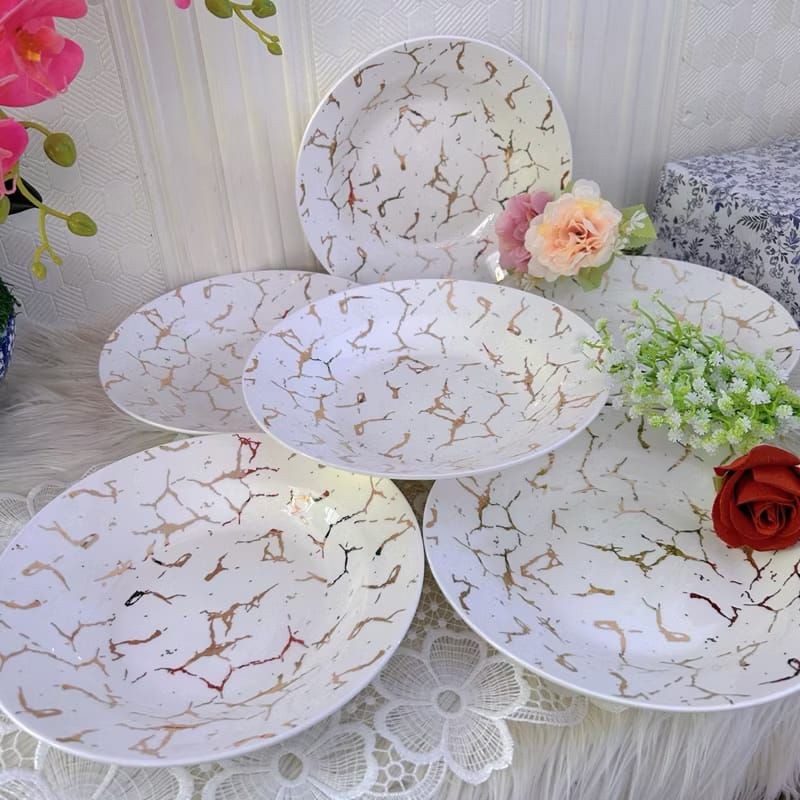 Piring Makan Marble & Gold Keramik Fiorenza 9 Inch SP9