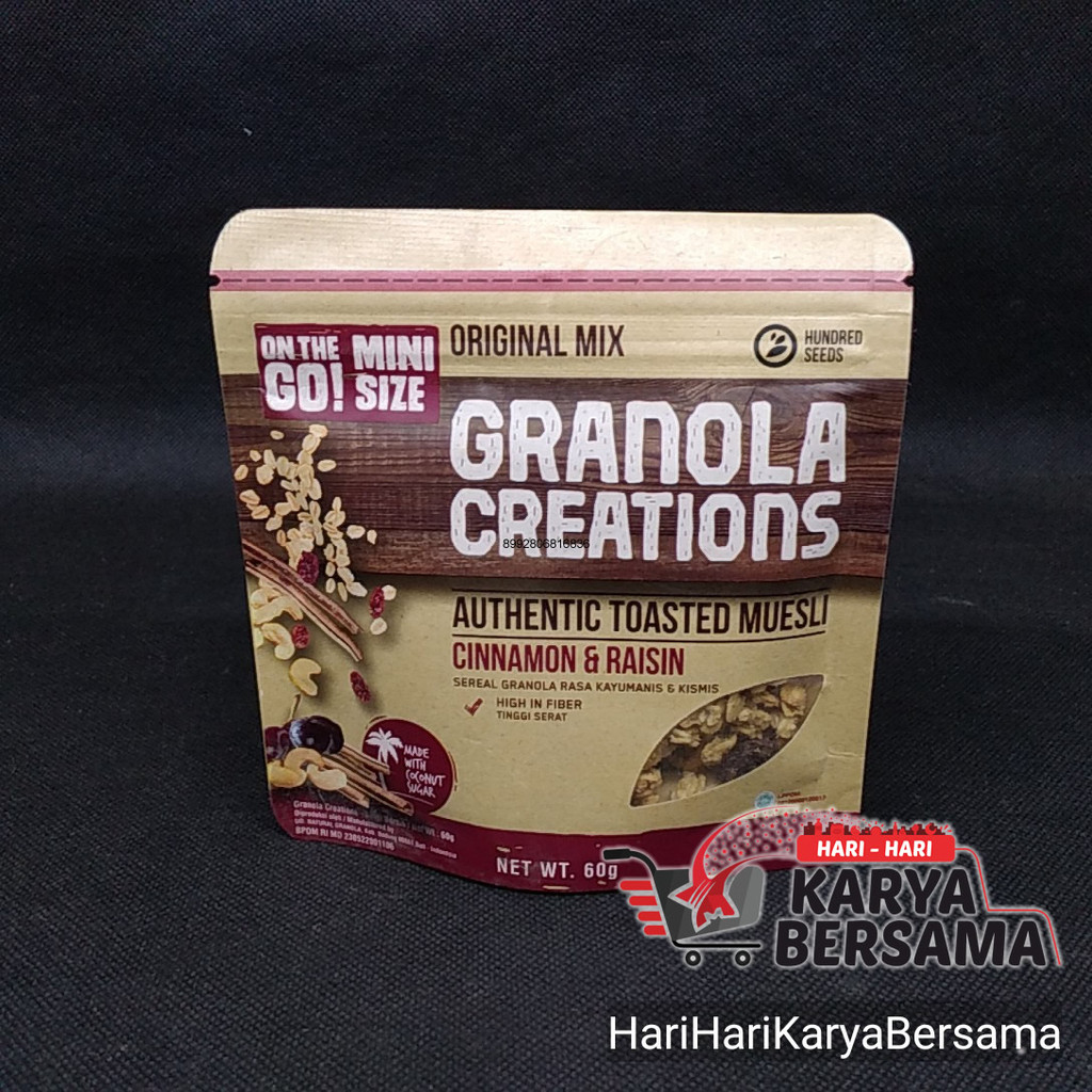 

MENU SARAPAN GRANOLA CREATIONS CINAMON & RAISIN ORIGINAL MIX SEREAL POUCH 60GR