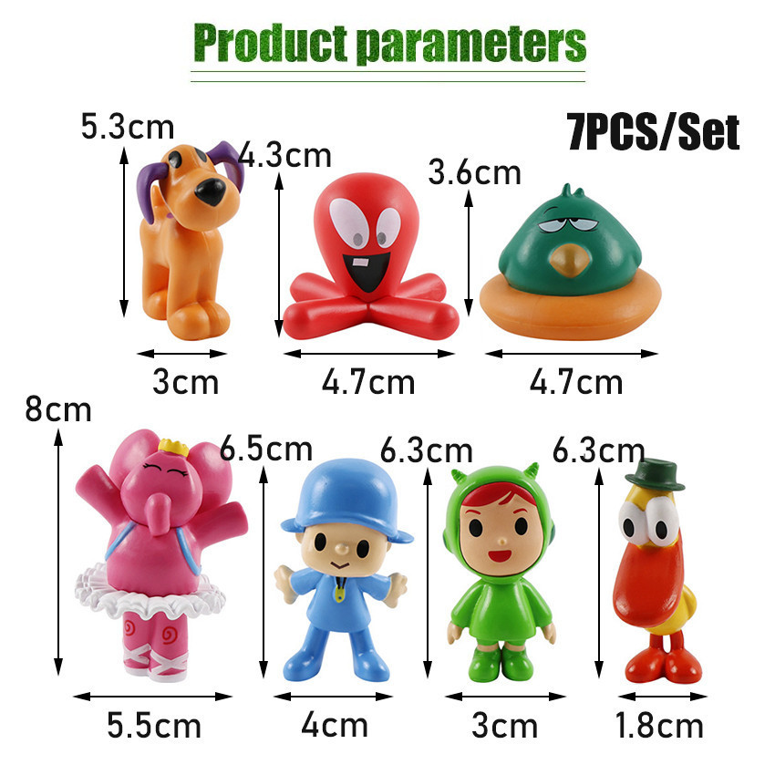 ZENID 7Pcs/Set Figur Pororo Action Figure Mainan Anak Miniatur Pajangan Topper Cake