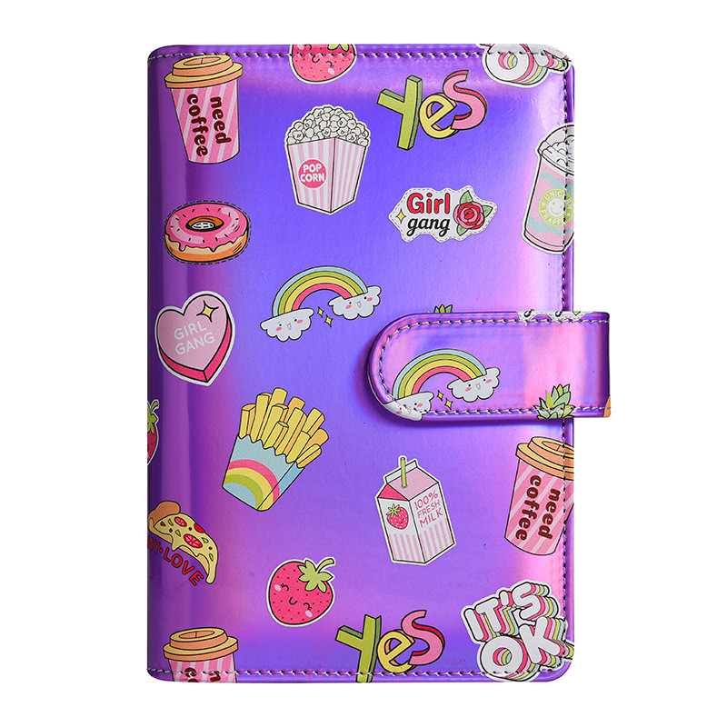 

A6 Refillable 6 Ring Faux Leather Budget Binder,Mini Notebook Binder Cover for A6 Filler Paper,Cartoon cute fashion Binder