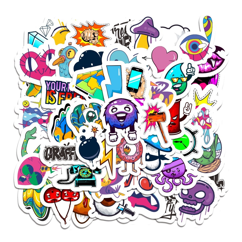 

COD 50 Pcs Stiker Graffiti Lucu Anti Air Untuk Dekorasi Notebook Sepeda Skateboard Handphone