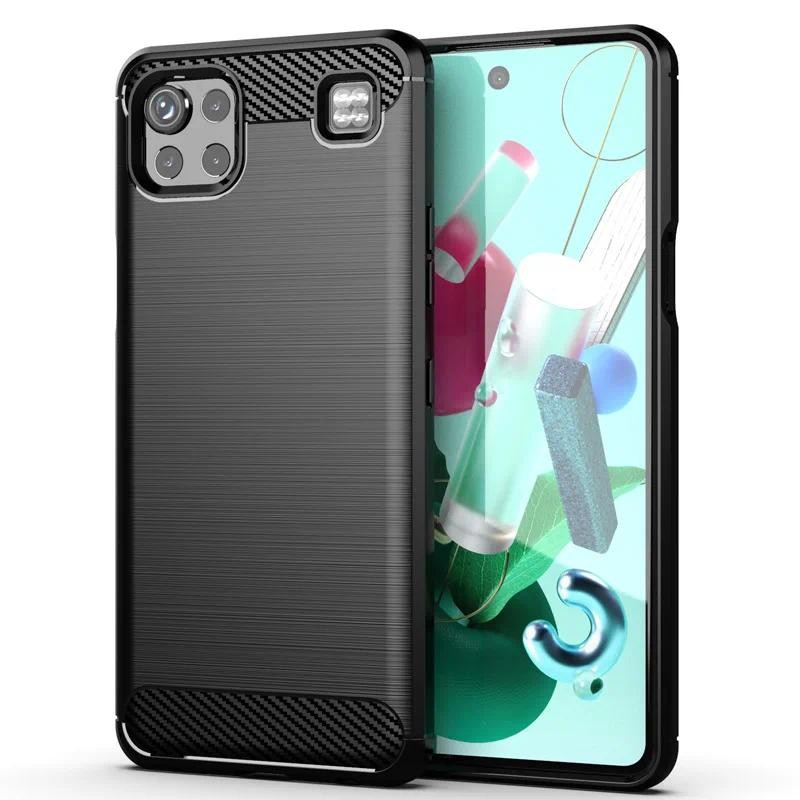 New Phone case LG K92 lg k92 5g Phone Back cover Soft Carbon Fiber Texture TPU Case HardPhone casing