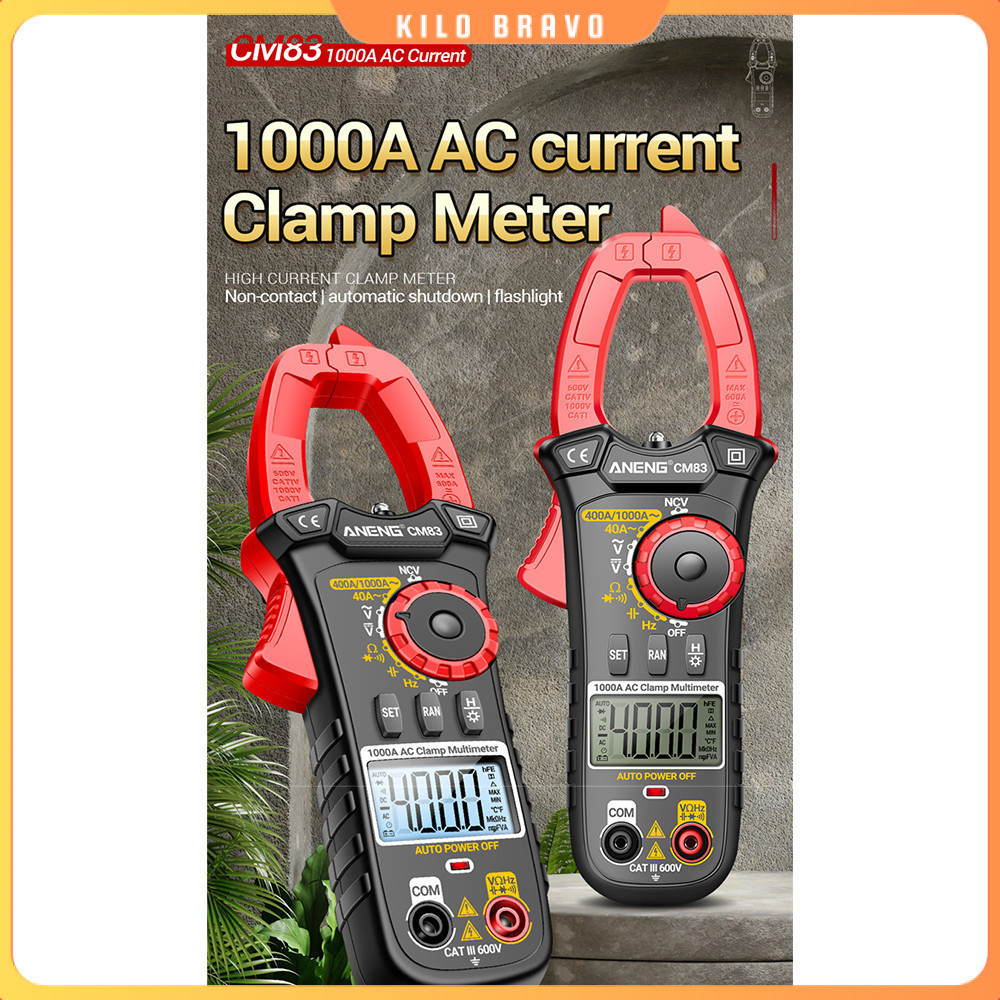 ANENG Clamp Meter Digital Multimeter Multitester LCD Flashlight 1000A - CM83
