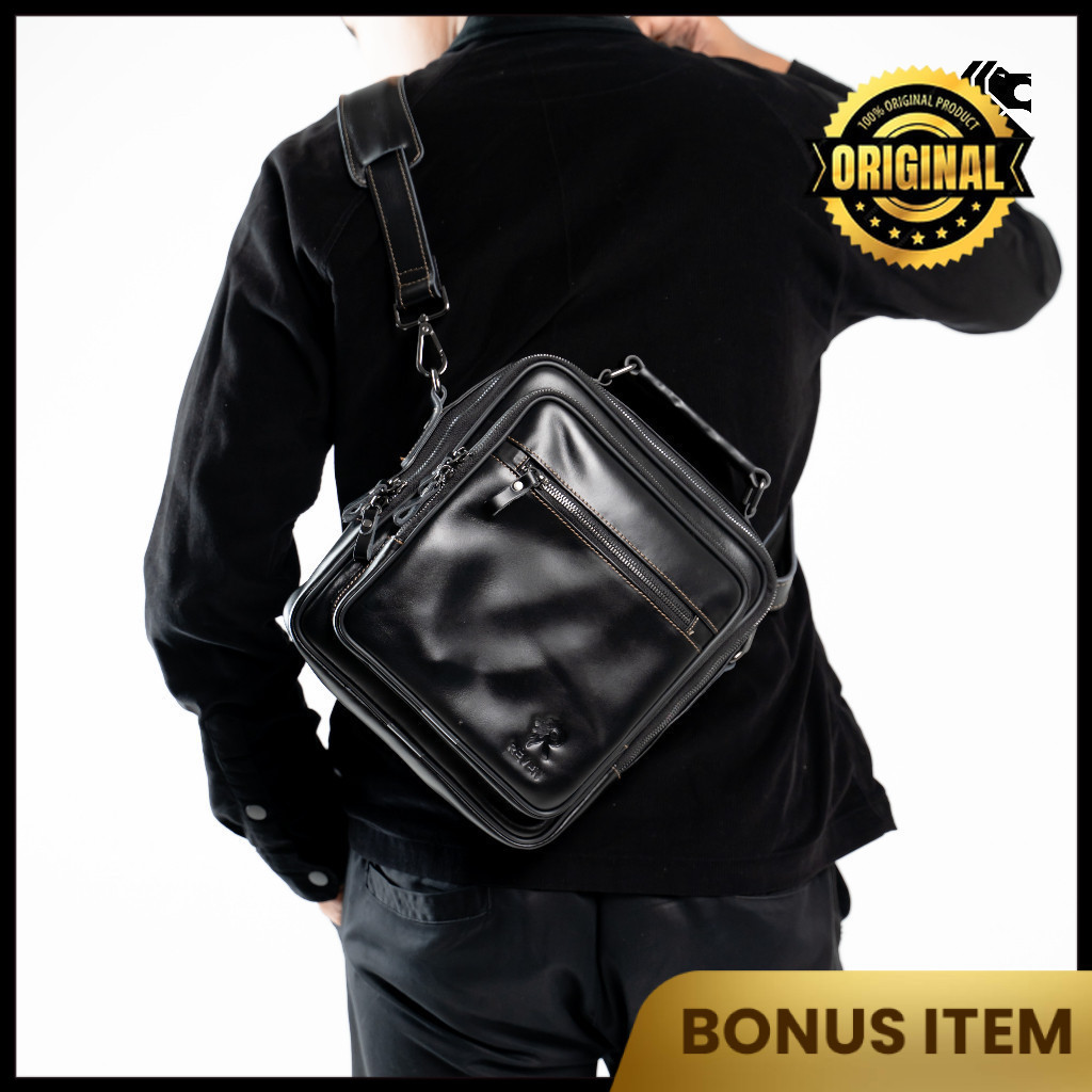 REVEN LEATHER Tas Selempang Bahu Slingbag Pria Kulit Sapi Asli BONATURE Bag Model Terbaru Kekinian