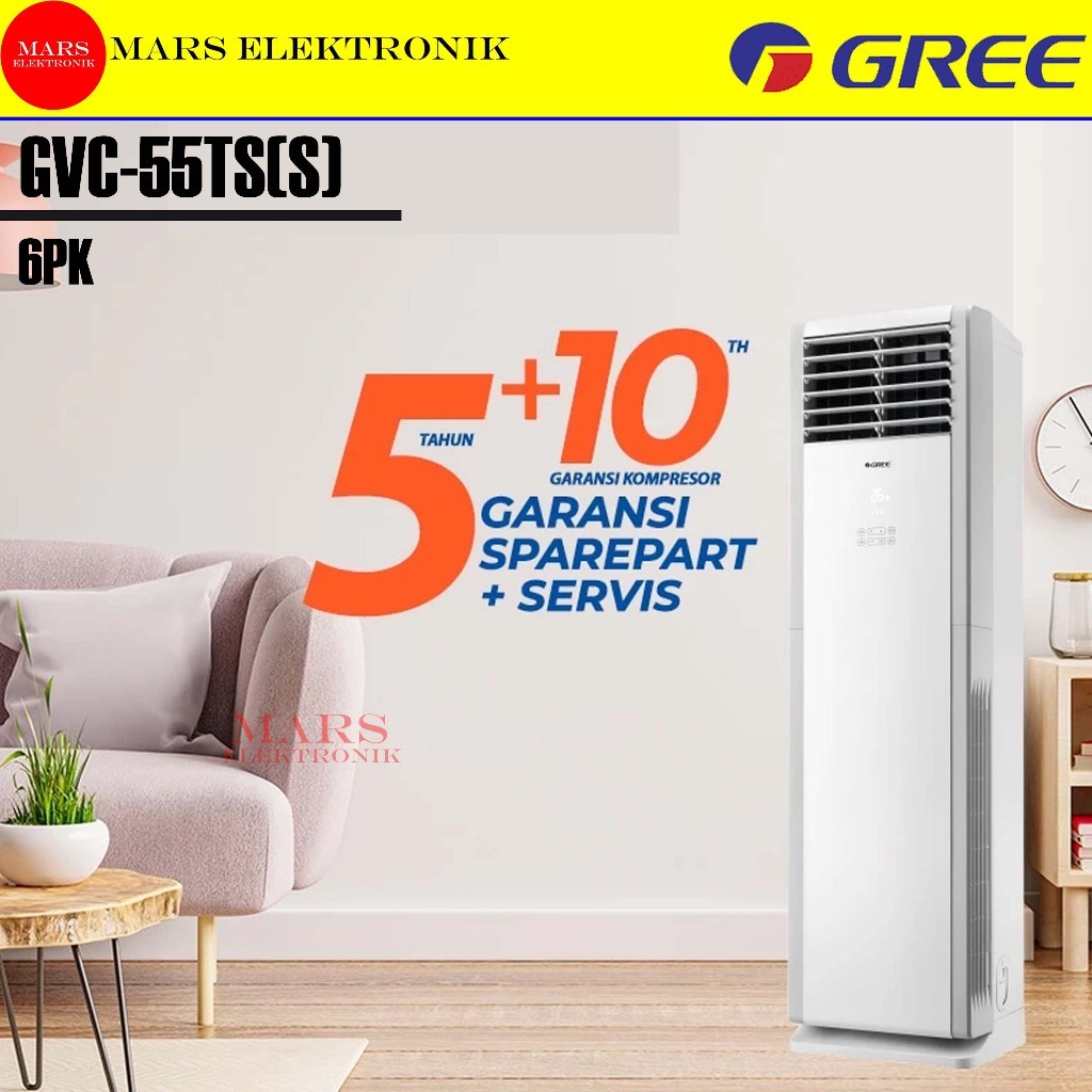 GREE AC FLOOR STANDING - 6 PK - TS SERIES - GVC-55TS (S) - NON INVERTER - AC BERDIRI - 6 PK - GVC-55