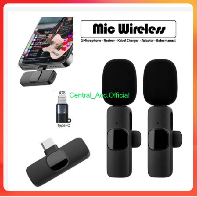 Mic Youtuber / k9 Microphone Mic Wireless HP Vlog Youtuber Portable Mic Condenser - Mic K9 2 Mic