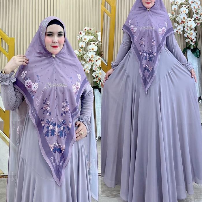 [Gamis Lebaran Terbaru] Amanda Series Set Syar’i Premium Atasan Jersey |  Syari Muslim Lembut Nyaman