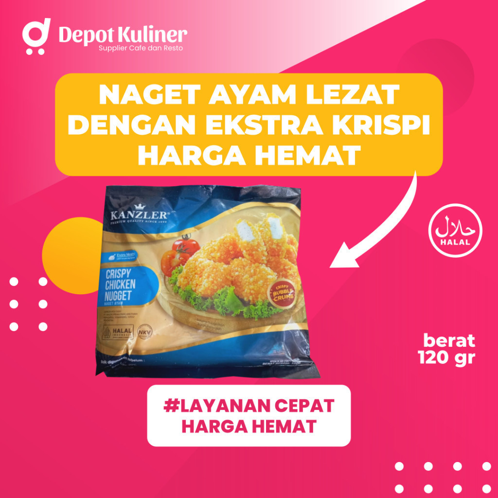 

Al Permata Kanzler Crispy Chicken Nugget 120 gr Naget Ayam Krispi Lezat