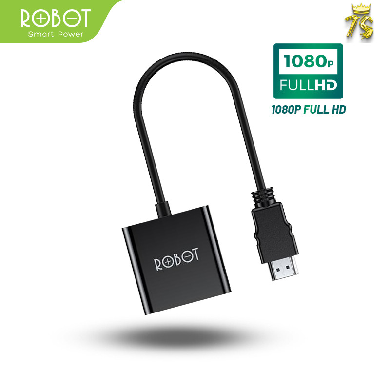 ROBOT Adapter Konektor HDMI TO VGA RHV10 Kualitas Resolusi HD Jernih Adapter Laptop Ke Proyektor Res