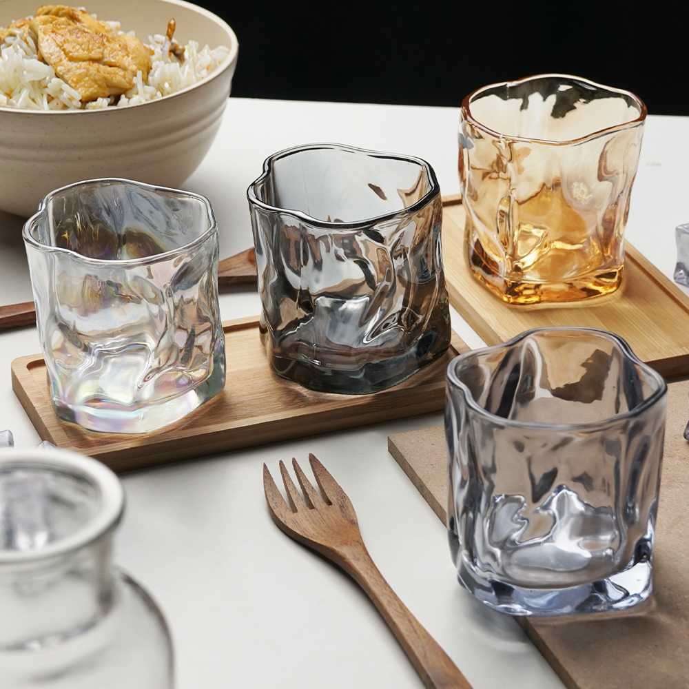 Gelas Minum Kaca Beer Whisky Crystal Estetik Coffee Desain Japanese Rock Kristal