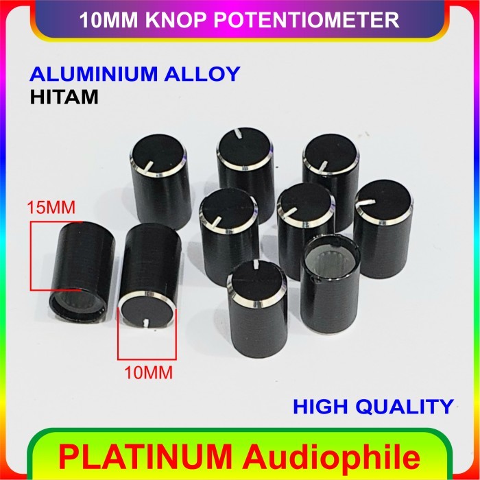 JT99 Knob Potensio 10mm Aluminium Alloy Hitam knop potensiometer 10mm