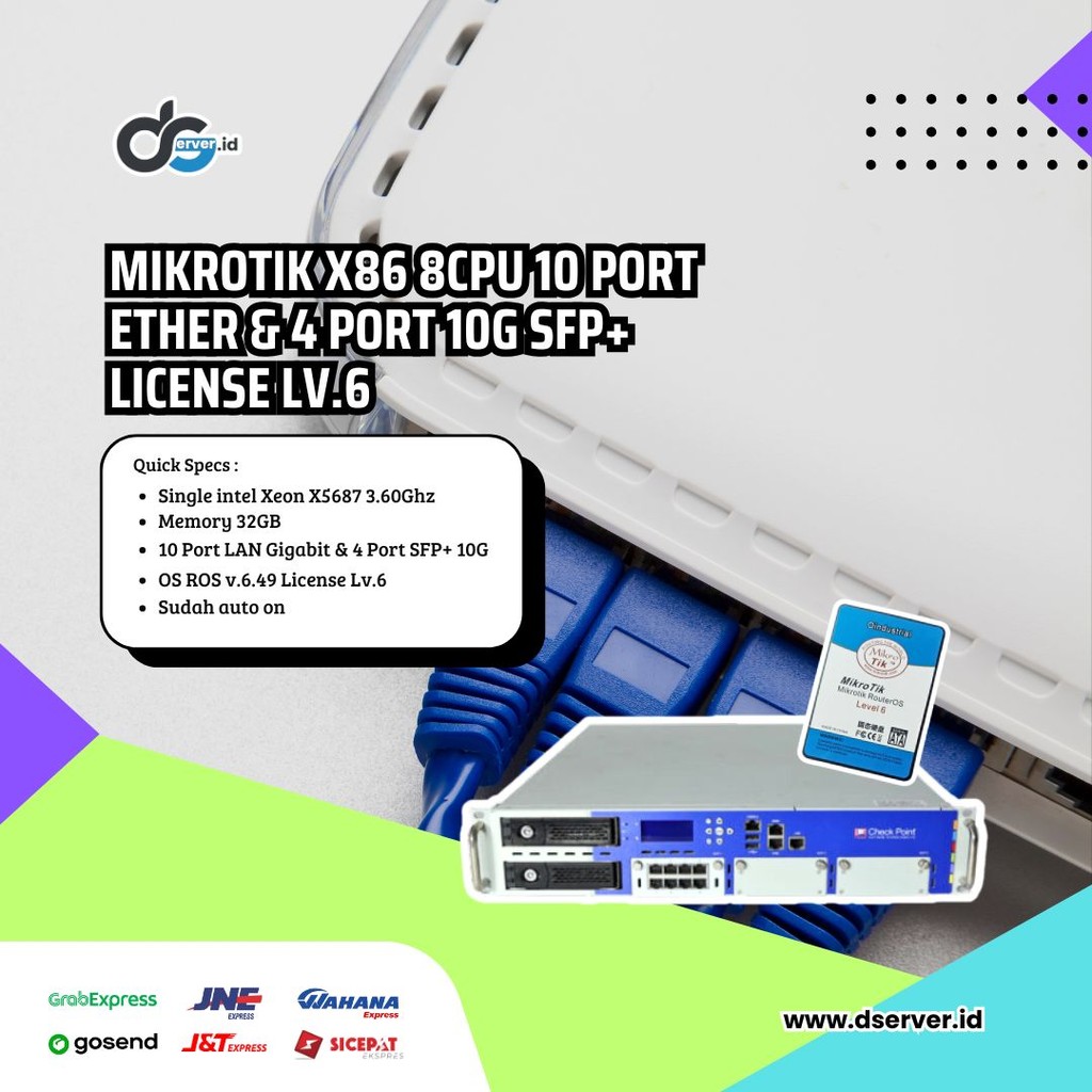 Mikrotik x86 8CPU 10 Port Ether 4 Port 10G SFP+ License Lv.6