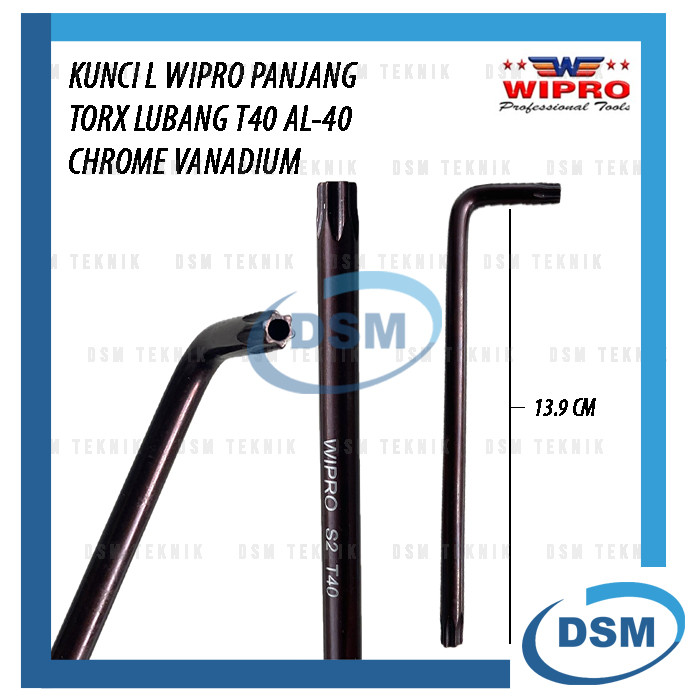 WIPRO KUNCI L BINTANG TORX LUBANG ALLEN KEY LONG TYPE TAMPER T40 T 40