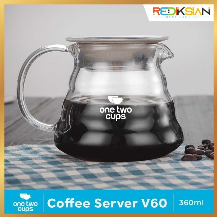 One Two Cups Coffee Server V60 Drip Pour Over Borosilicate Glass