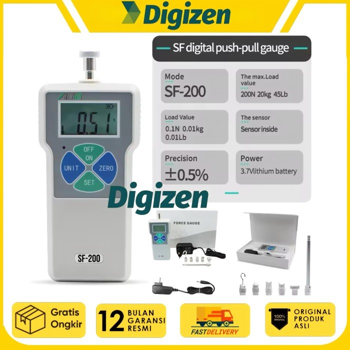 Aliyiqi SF-200 Digital force gauge 20 kg 200N ukur kuat tarik tekan