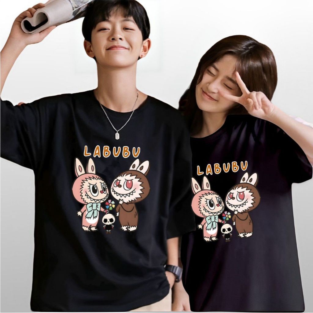 Baju Kaos Couple Pasangan Labubu Viral Trendy / Kaos Kapelan Cowok Cewek