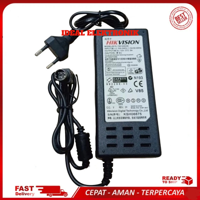 Adaptor hikvision 12V 5A 4 pin DVR Adaptor NVR CCTV Adaptor HIKVISION