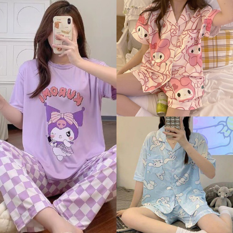 imoet.boutique -Piyama setelan baju rumah remaja wanita ABG/Dewasa sanrio my melody cinnamoroll kuro