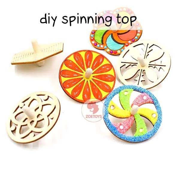 Zuccaqu DIY Spinning Top | Painting Play Toys Wooden Wood Spinning Art and Craft | Mainan Gasing Kay