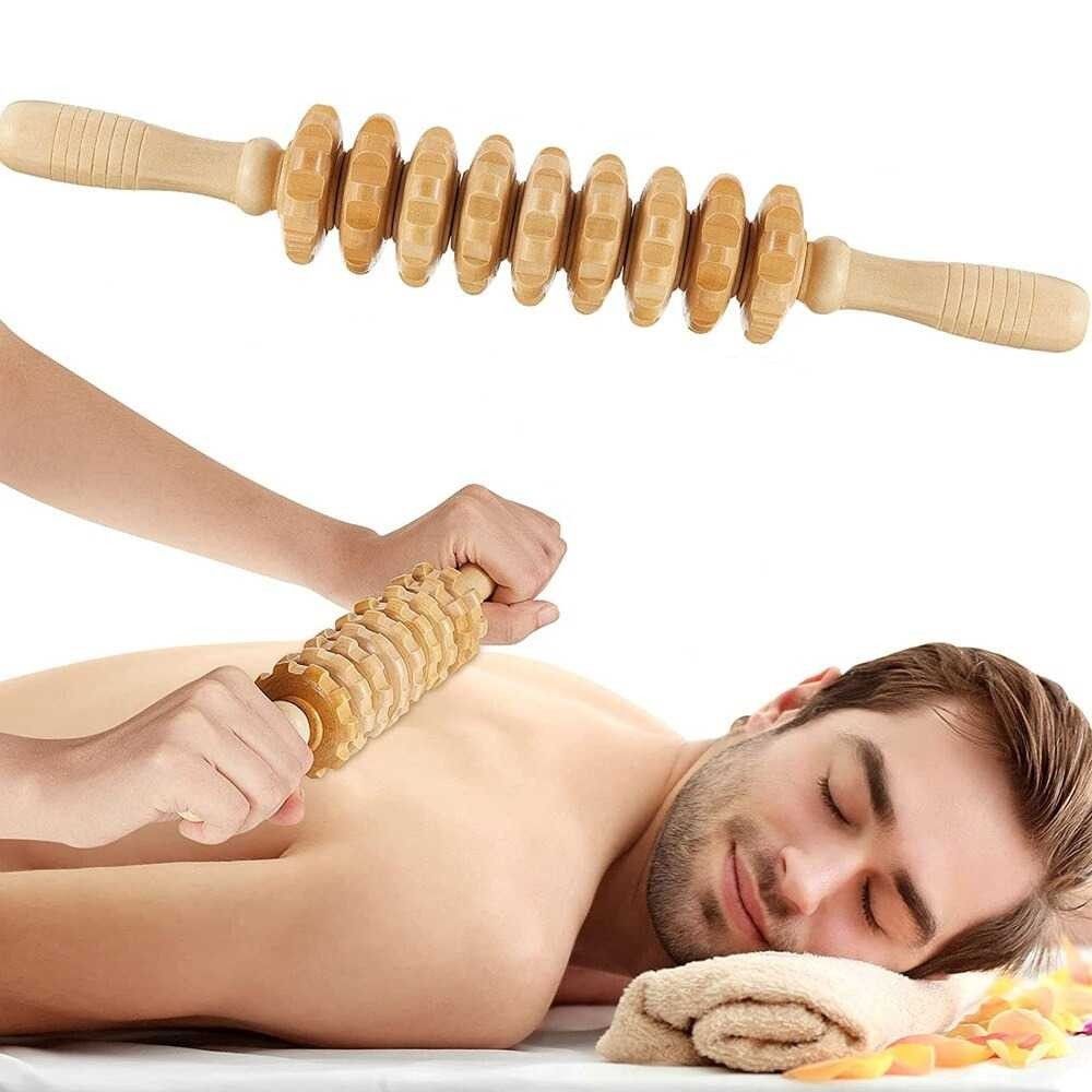 [Bayar di Tempat] Pijat Badan Wooden Roller Massager Alat Pijat Punggung