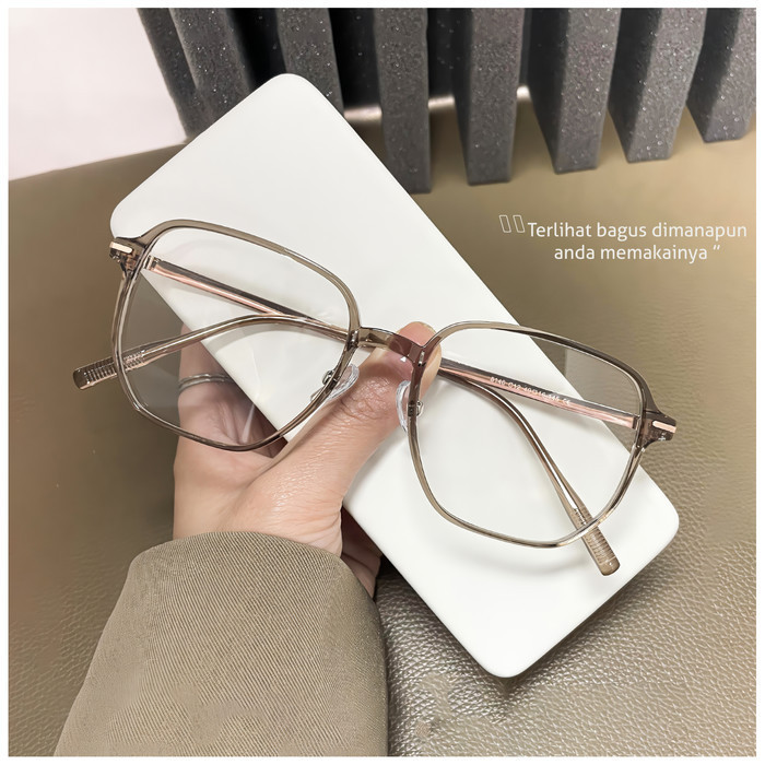 La Chapella Kacamata Minus Anti Radiasi TR-90+Metal Geometri 8146 - Black Gold, Frame Only