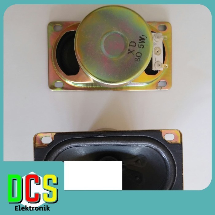Speaker 8 Ohm 5 Watt. Ukuran 5 cm x 9 cm. Tinggi 3.5 cm