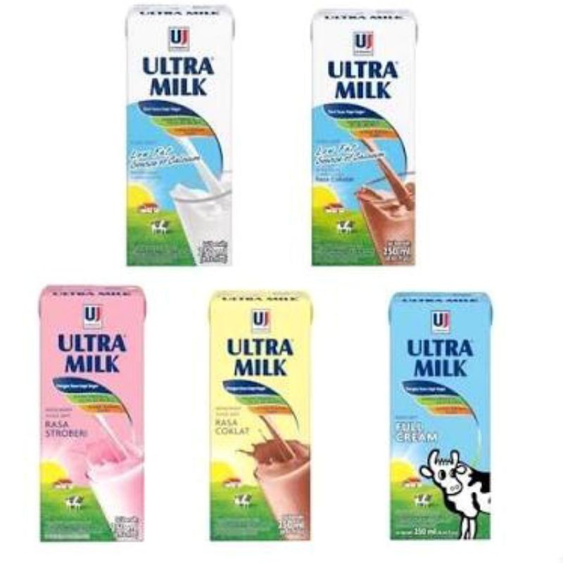 

Ultra Susu Cair Uht 250ml ( Full Cream, Coklat, Stroberi, Moka)