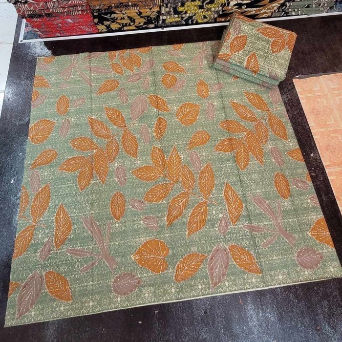 Kain Batik SOLO Motif ECOPRINT Daun HIJAU Kode : 91