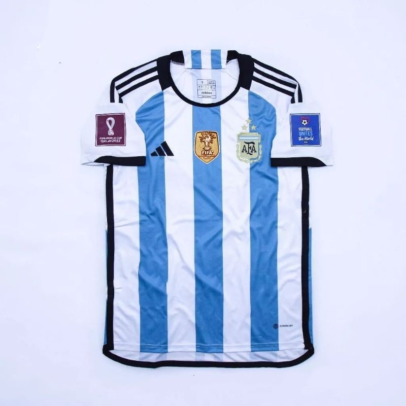 JERSEY BOLA PLAYER ISSUE ARGENTINA HOME BINTANG 3 2022 2023 FULL PATCH HEAT-RDY TOP QUALITY