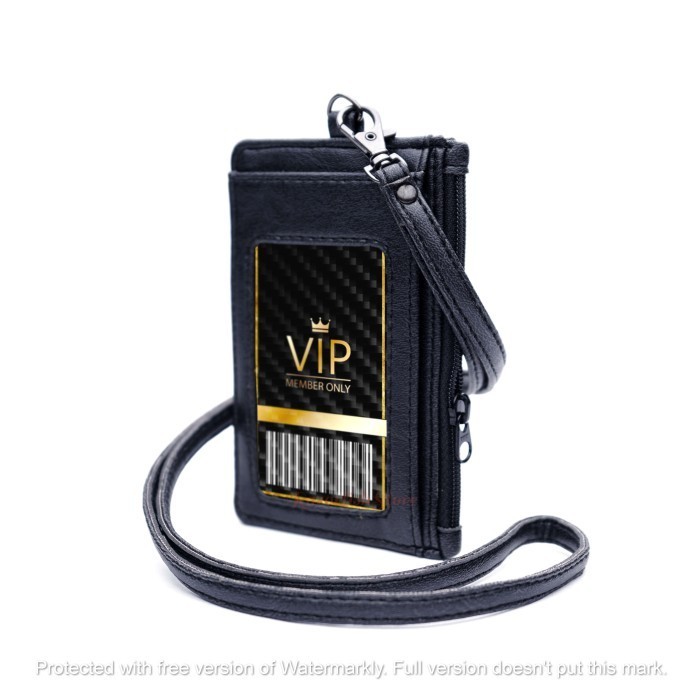 

PROMO!! -Lanyard Kulit ID Card Holder Kulit Name Tag Kulit Meluwe Hitam - Hitam