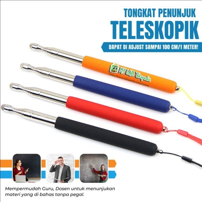 

PROMO!! -Tongkat Penunjuk Pointer Papan Tulis Teleskopik Stainless Steel Guru - Tongkat Merah
