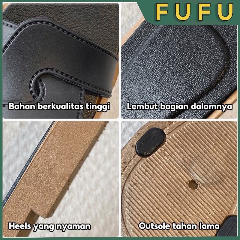 Flash Sale` Flash Sale Fufu Sendal Slop/Sandal Rumah / Sandal Wedges Baru /Sandal Wanita /Fashion