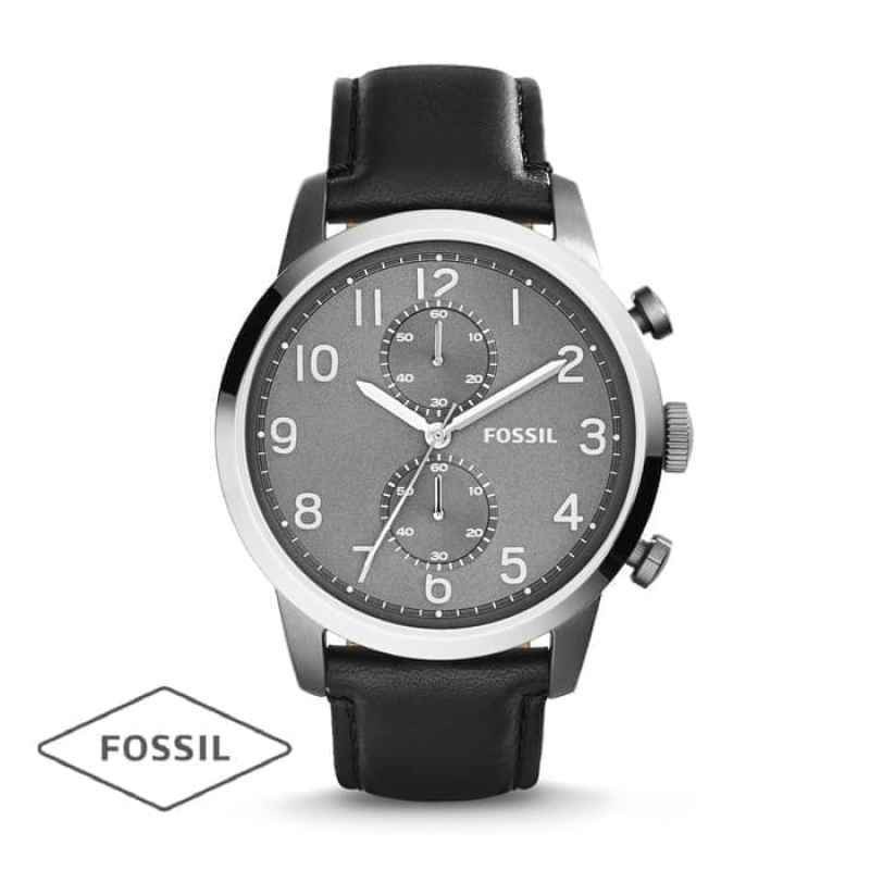 Fossil FS4972 Jam Tangan Pria Multicolor - Jam Tangan Fossil FS4972 Leather Strap Chonograph Black
