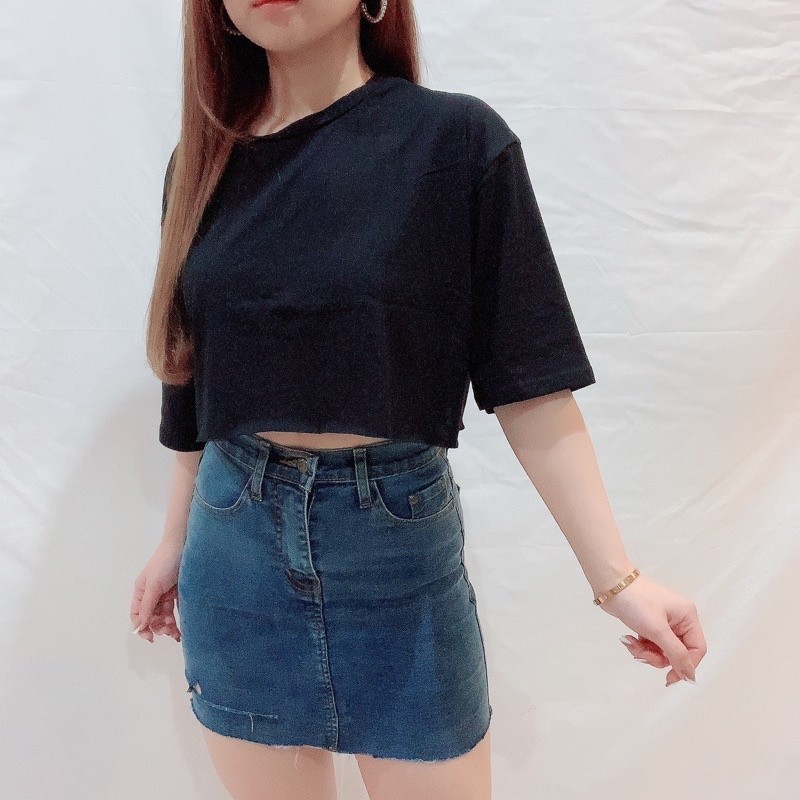 viral Drop Shoulder Oversized Crop Top | Baju Kaos Polos Jumbo Bigsize Wanita Korean Oversize
