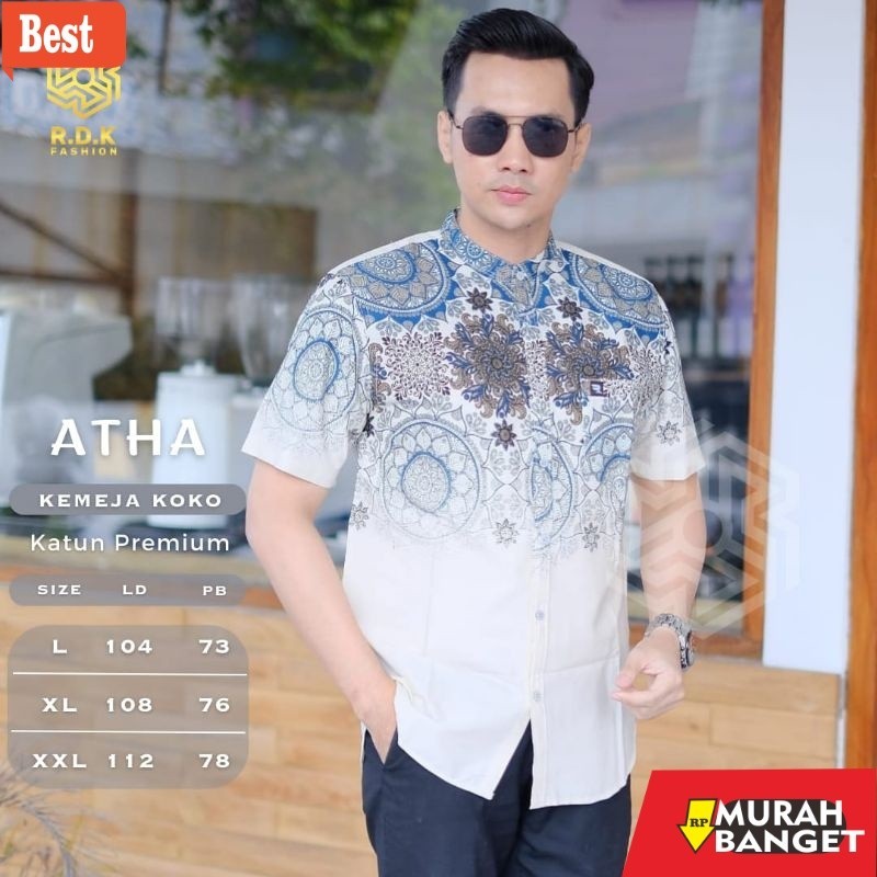 Baju muslim pria pendek- QAHIR IZZAT KEMEJA KOKO KEMKO ATASAN PRIA BY RDK