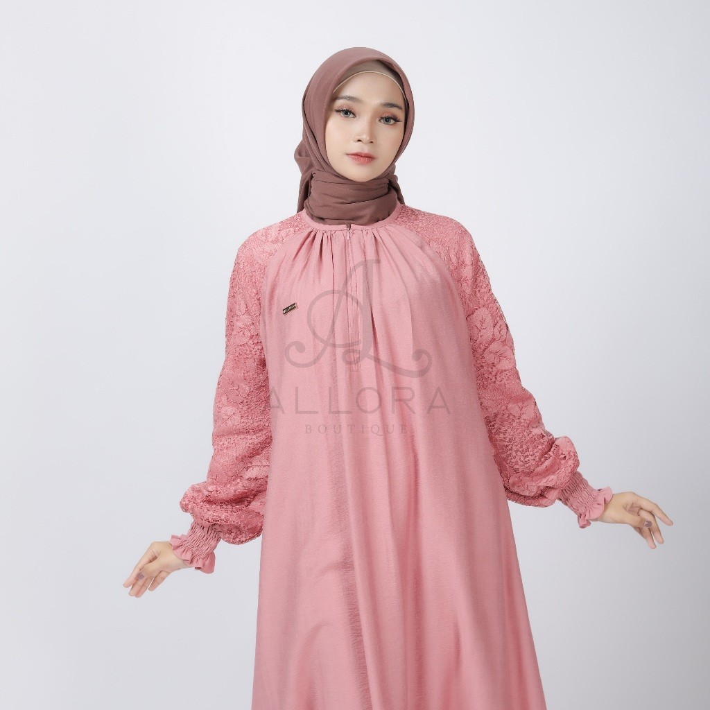 ALLORA Rosy Dress Premium Gamis Undangan Mewah Fashion Muslim Wanita Kekinian Terbaru By Allora Bout