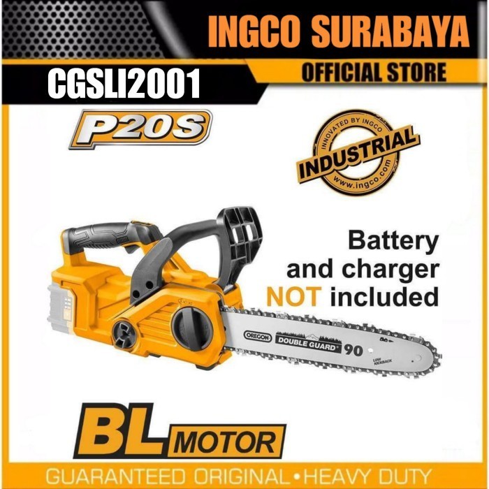 INGCO CGSLI2001 CORDLESS MESIN GERGAJI CHAINSAW BATERAI 12" 20V