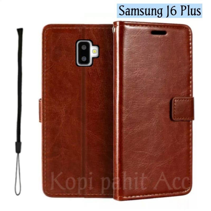 Case Samsung Galaxy J6 Plus Flip Cover Wallet Sarung Hp Casing Dompet Flip Magnet